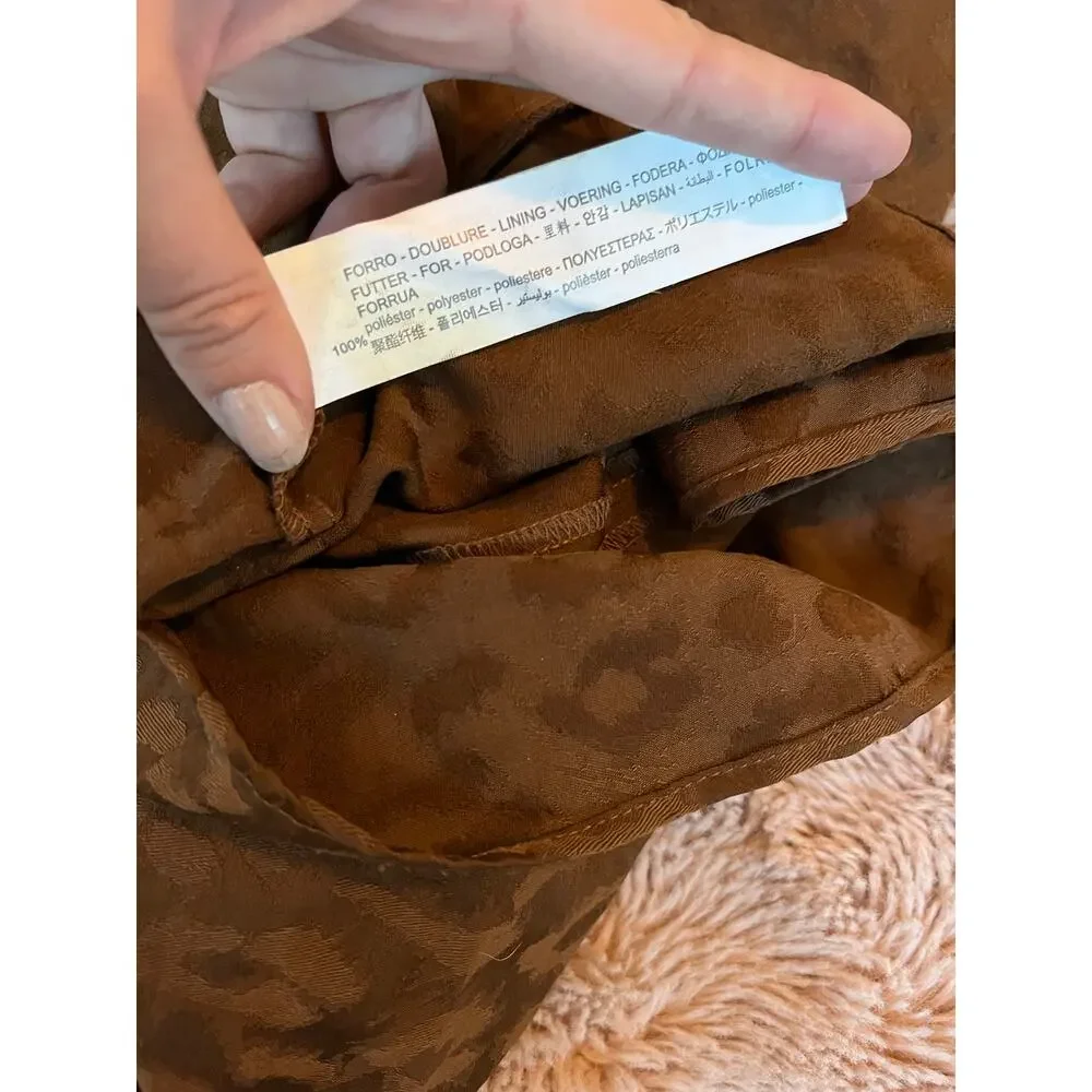 Zara Basic Brown Animal Print Ruffle Front Skirt Size: Medium